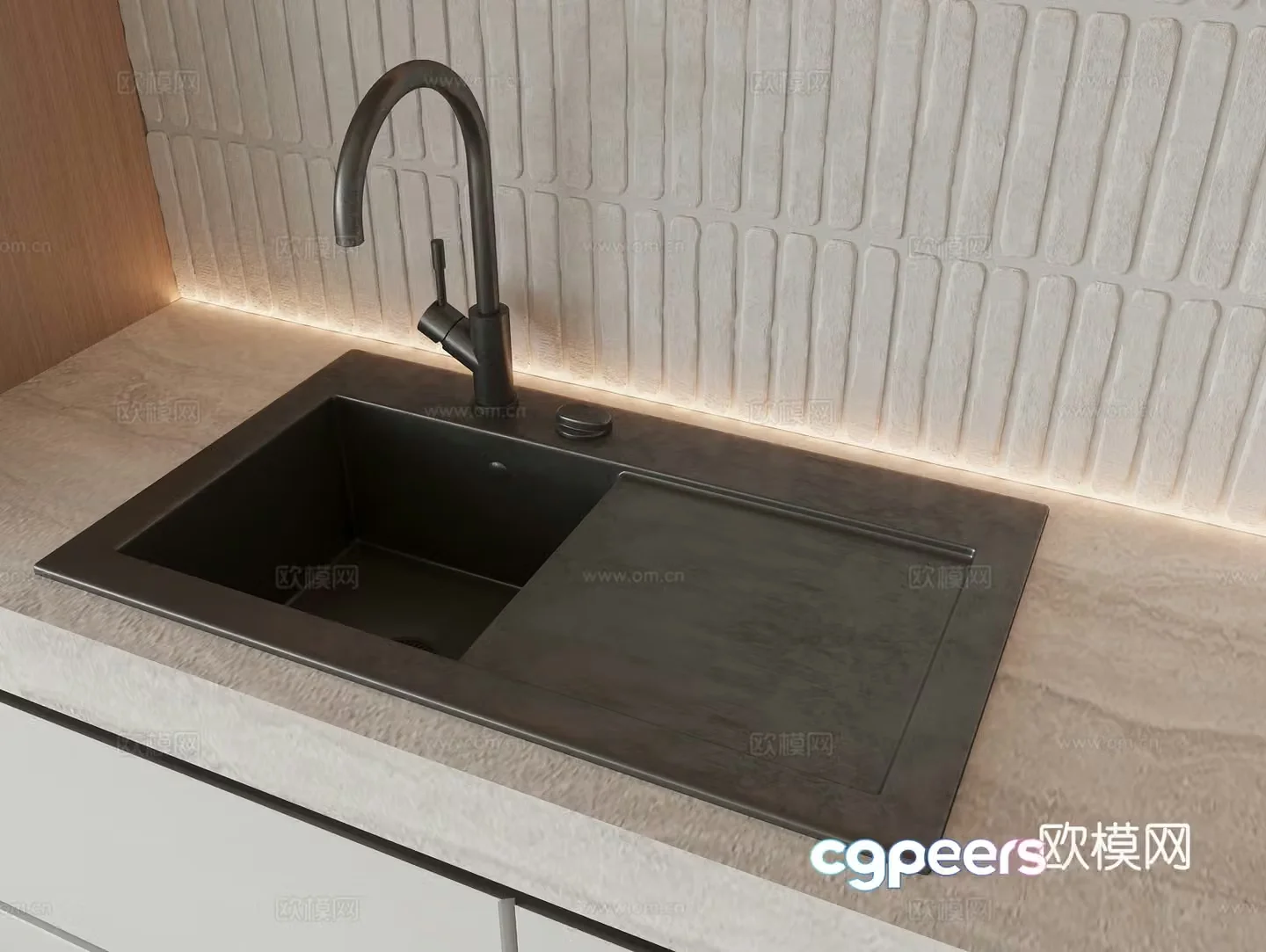 Stainless steel sink vegetable basin faucet 3D model