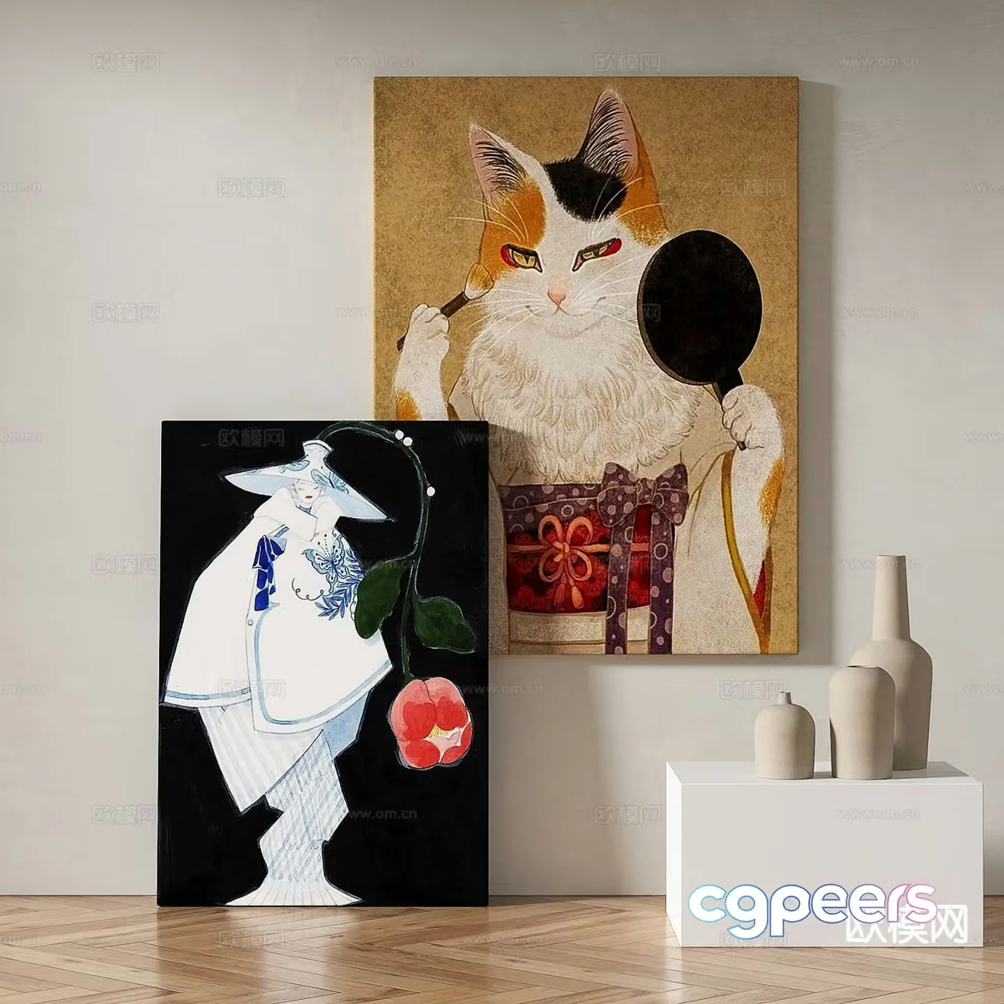 Modern cartoon painting decorative painting 3d model