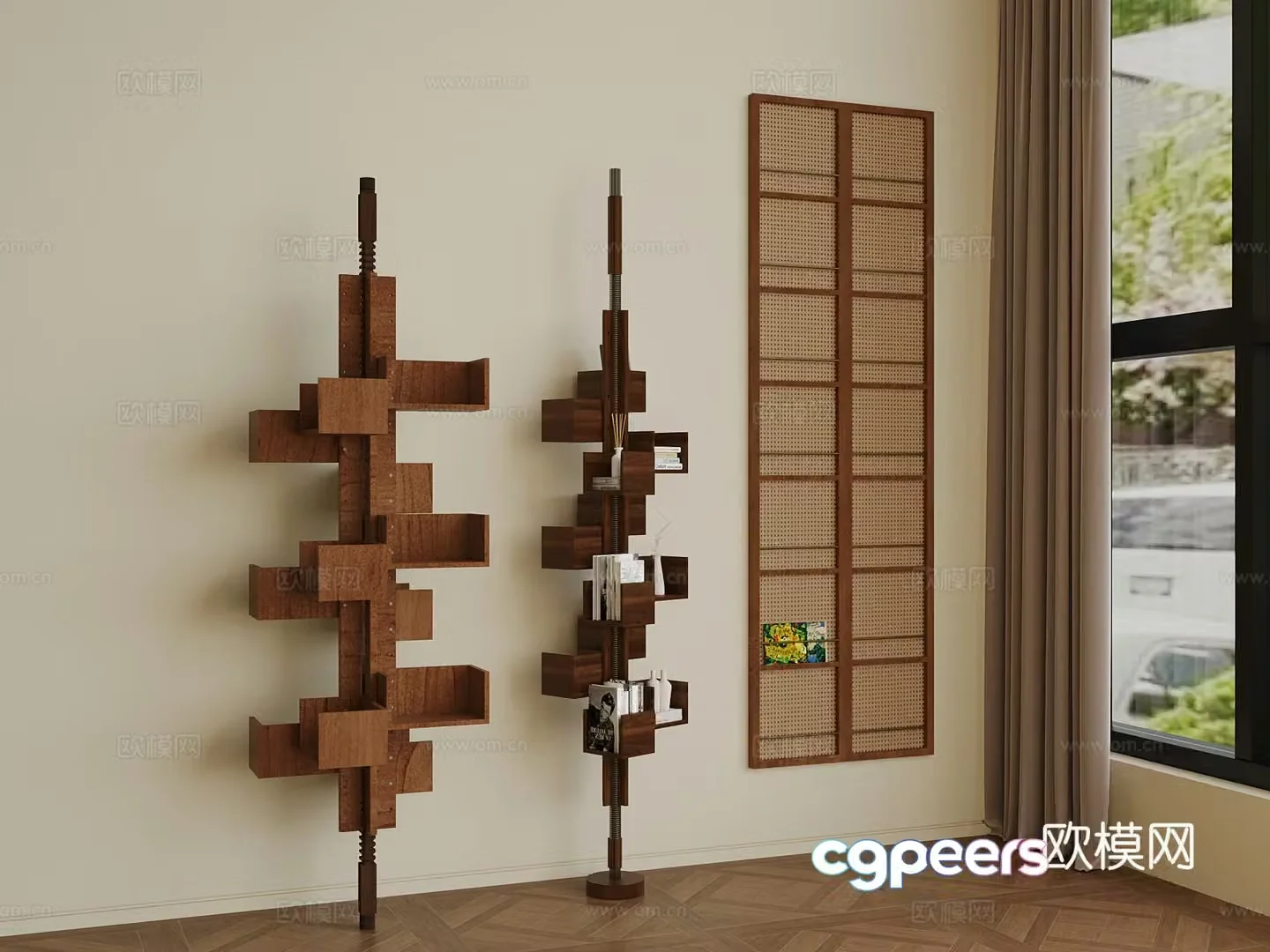 Middle-aged bookshelf shelf 3D model