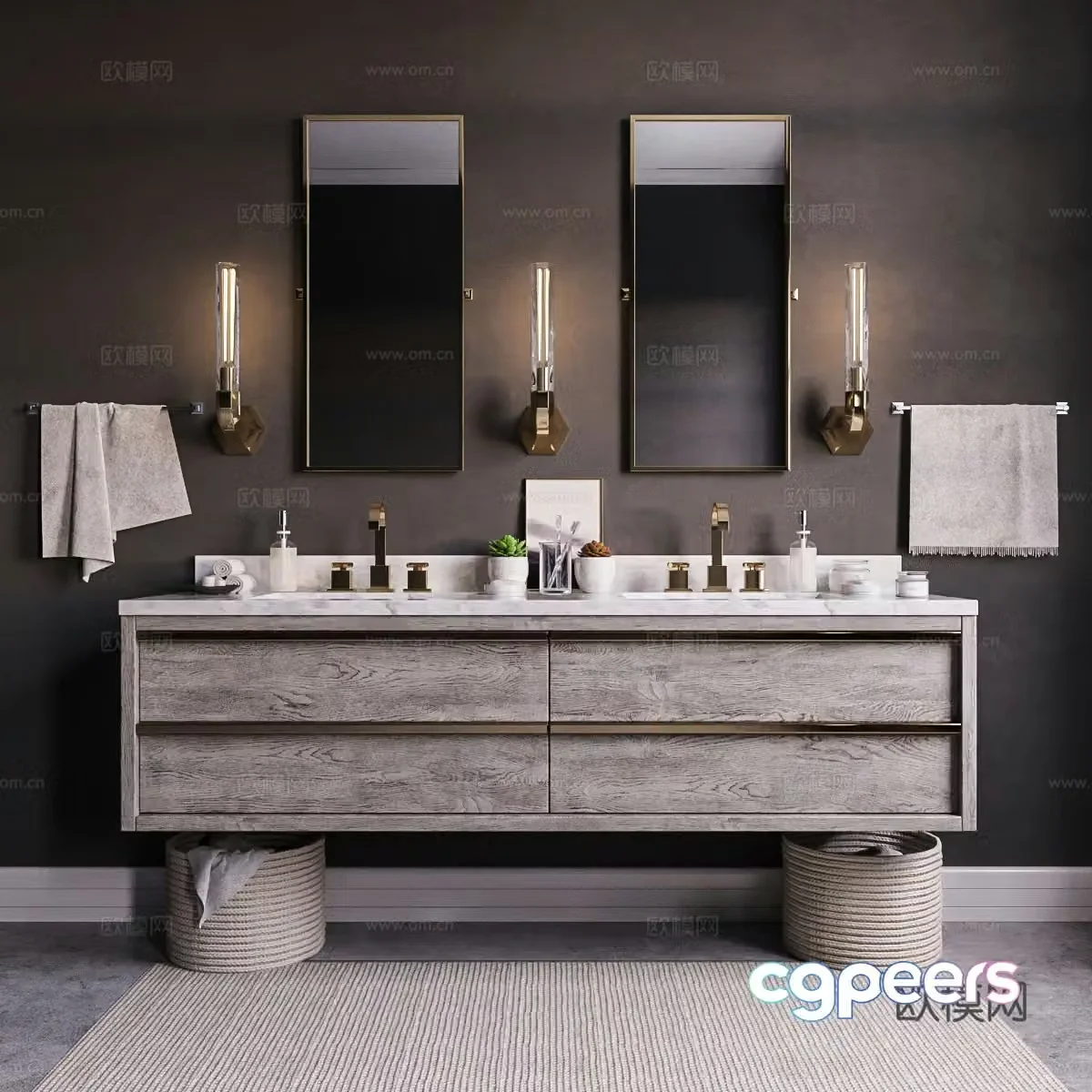 Modern simple European bathroom retro bathroom toilet toilet wall lamp bathroom jewelry 3d model