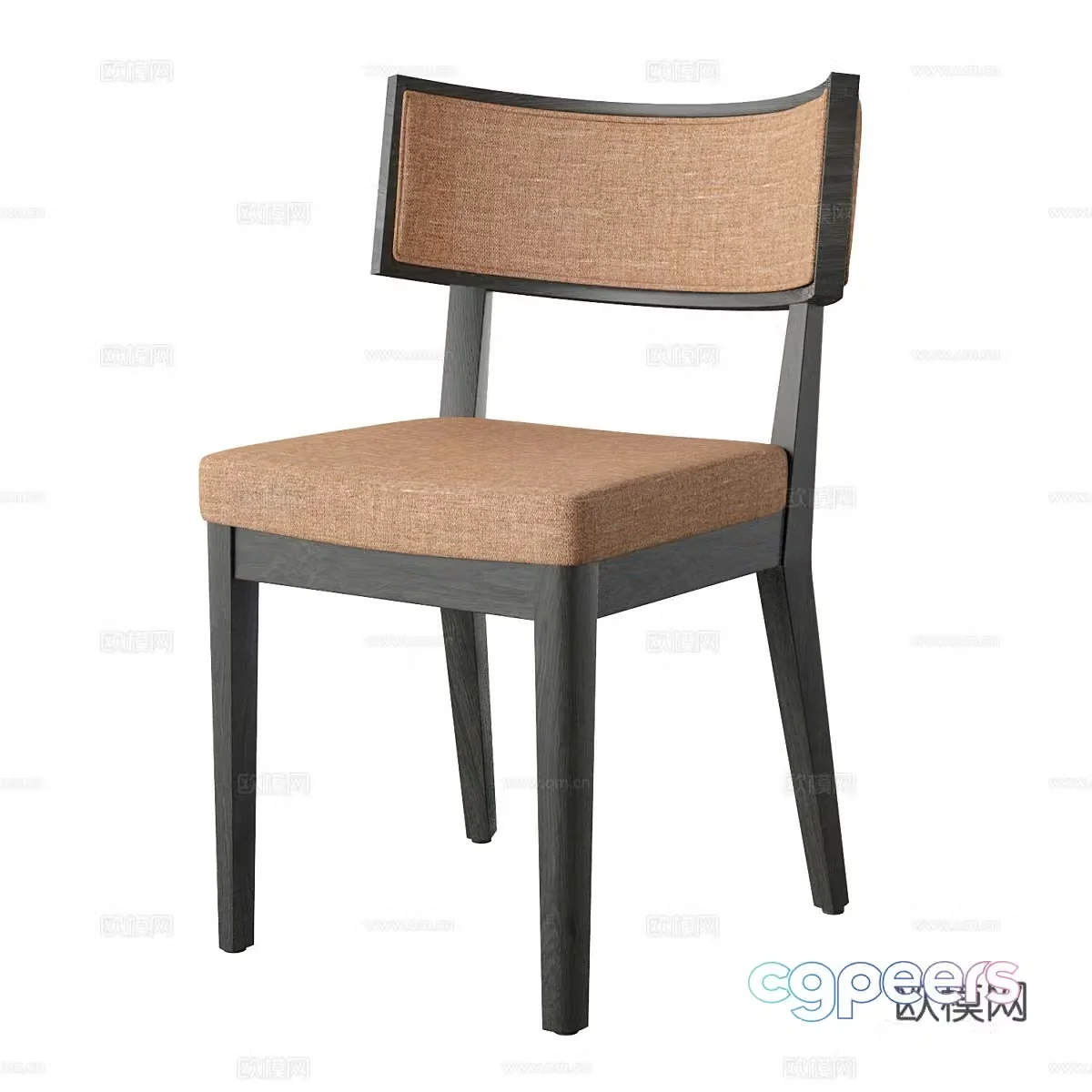 New Chinese style fabric wooden single chair 3D model