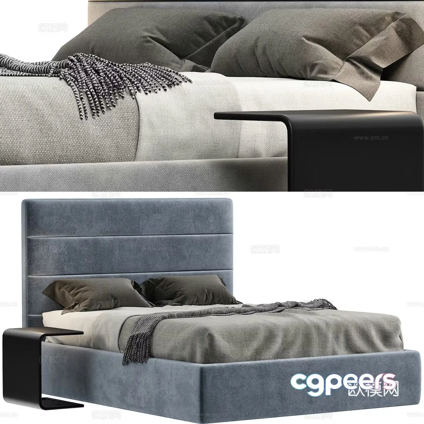 Modern Italian fabric double bed 3D model