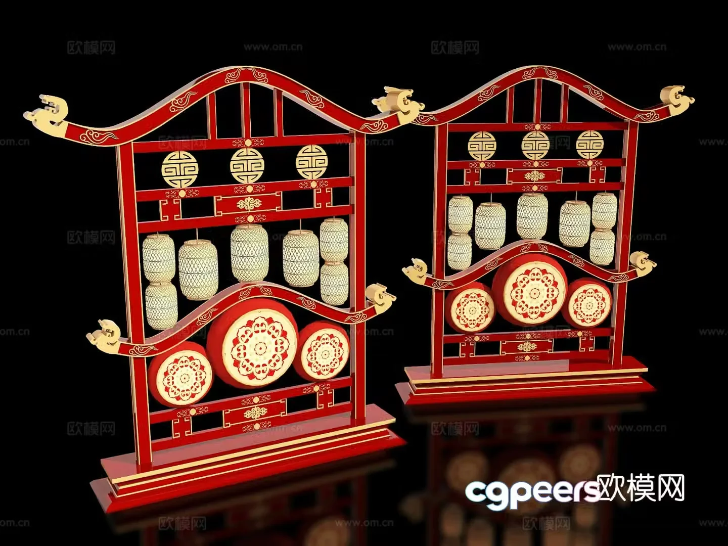 New Chinese style display outdoor installation ancient style lantern 3D model