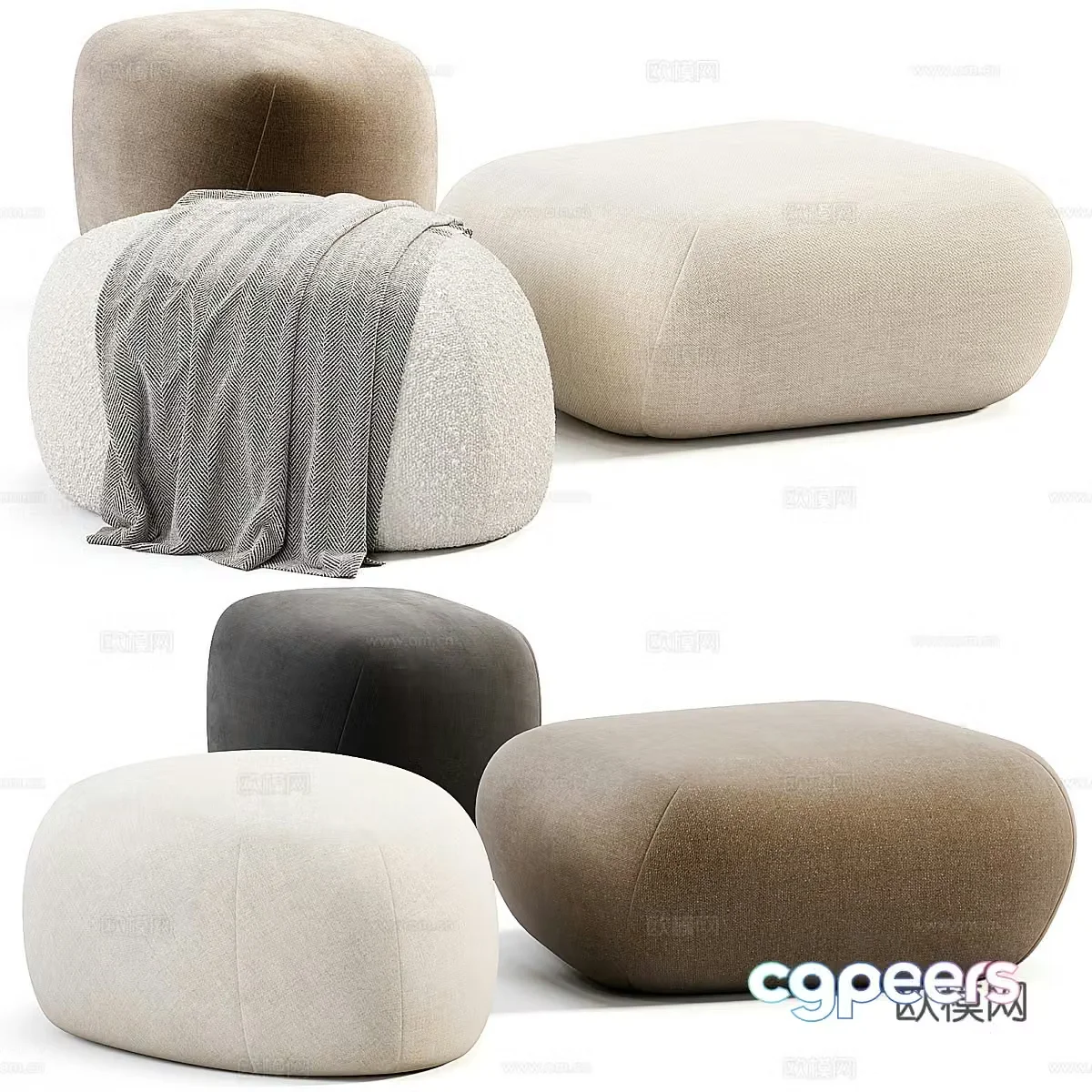 Modern sofa stool 3d model