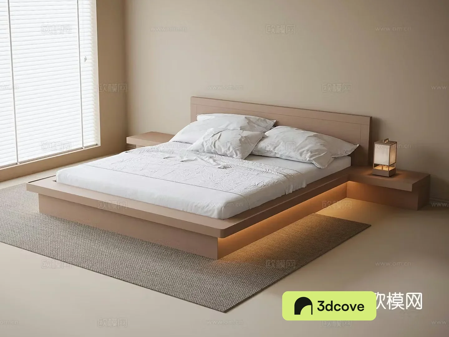 Log double bed