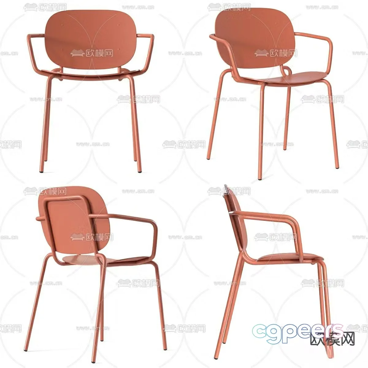 Iron chair dining chair 3d model