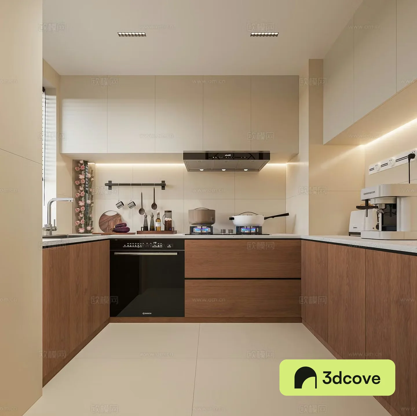 Middle style kitchen 3d model