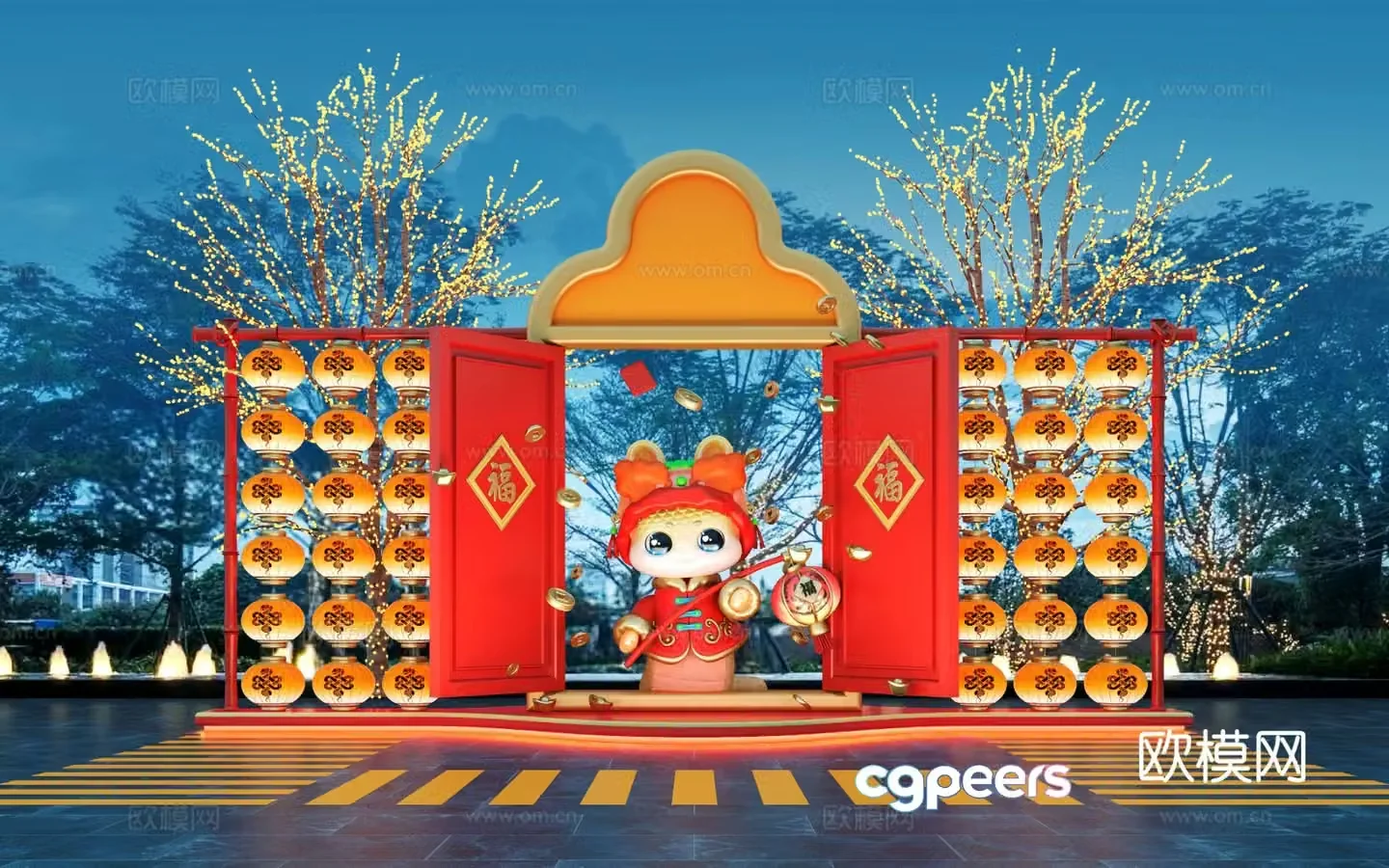 National trend beauty Chen Year of the Snake beauty Chen Lantern Festival 3D model