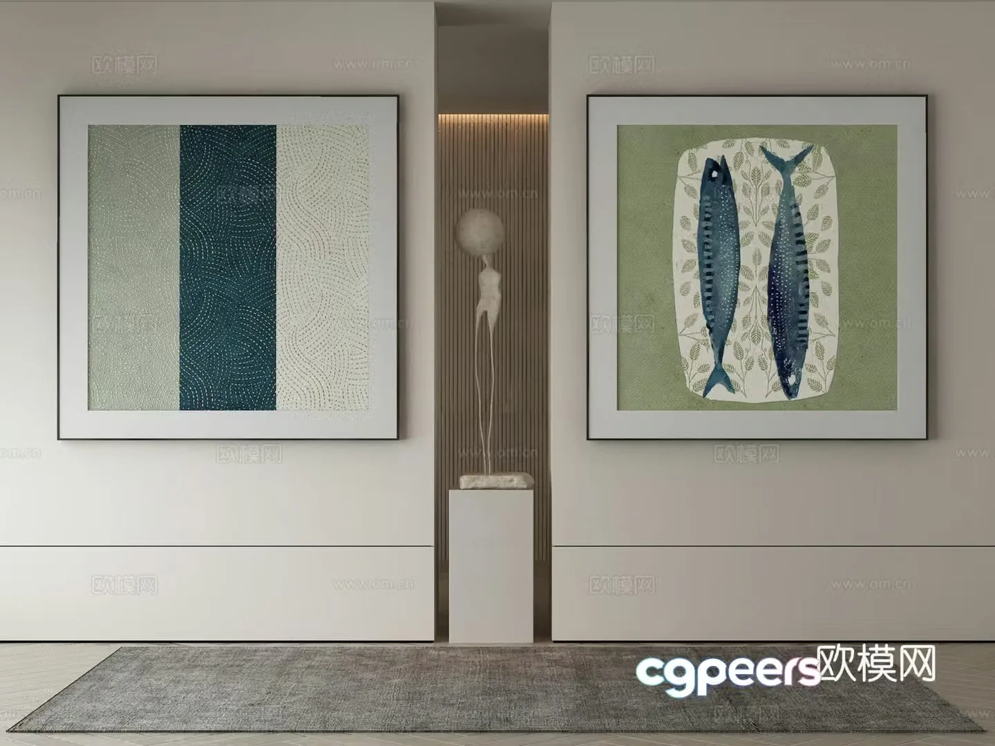 Modern Wasabi Hanging Painting Oil Painting 3D Model