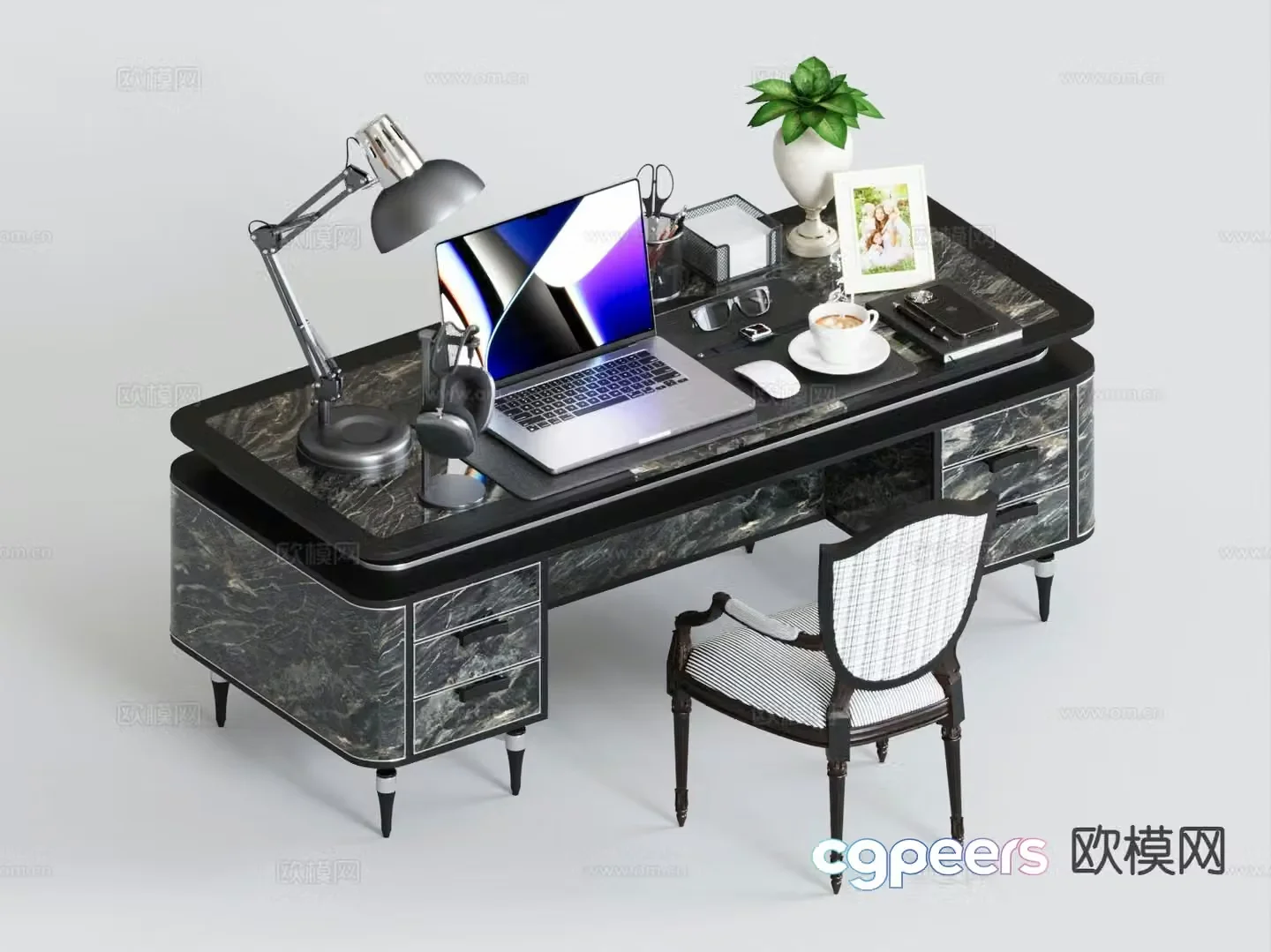 French desk desk 3d model