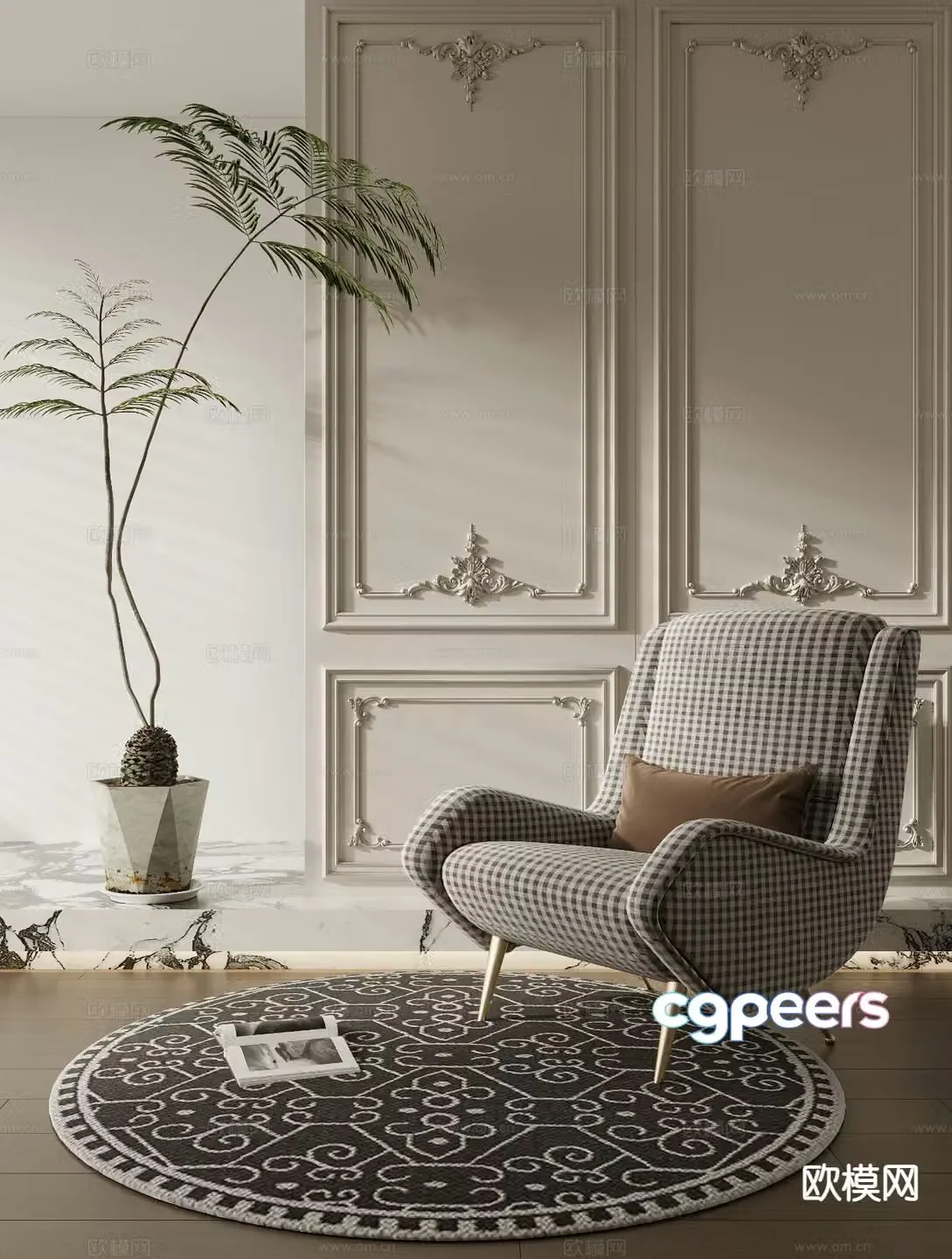 French sofa chair leisure chair 3d model