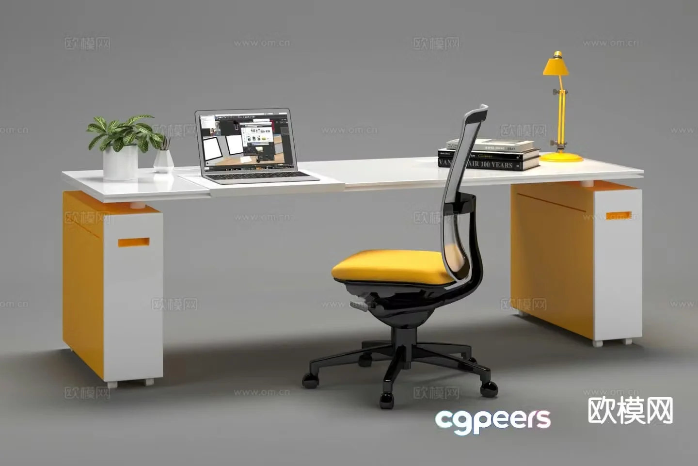 Modern card space desk staff desk 3D model