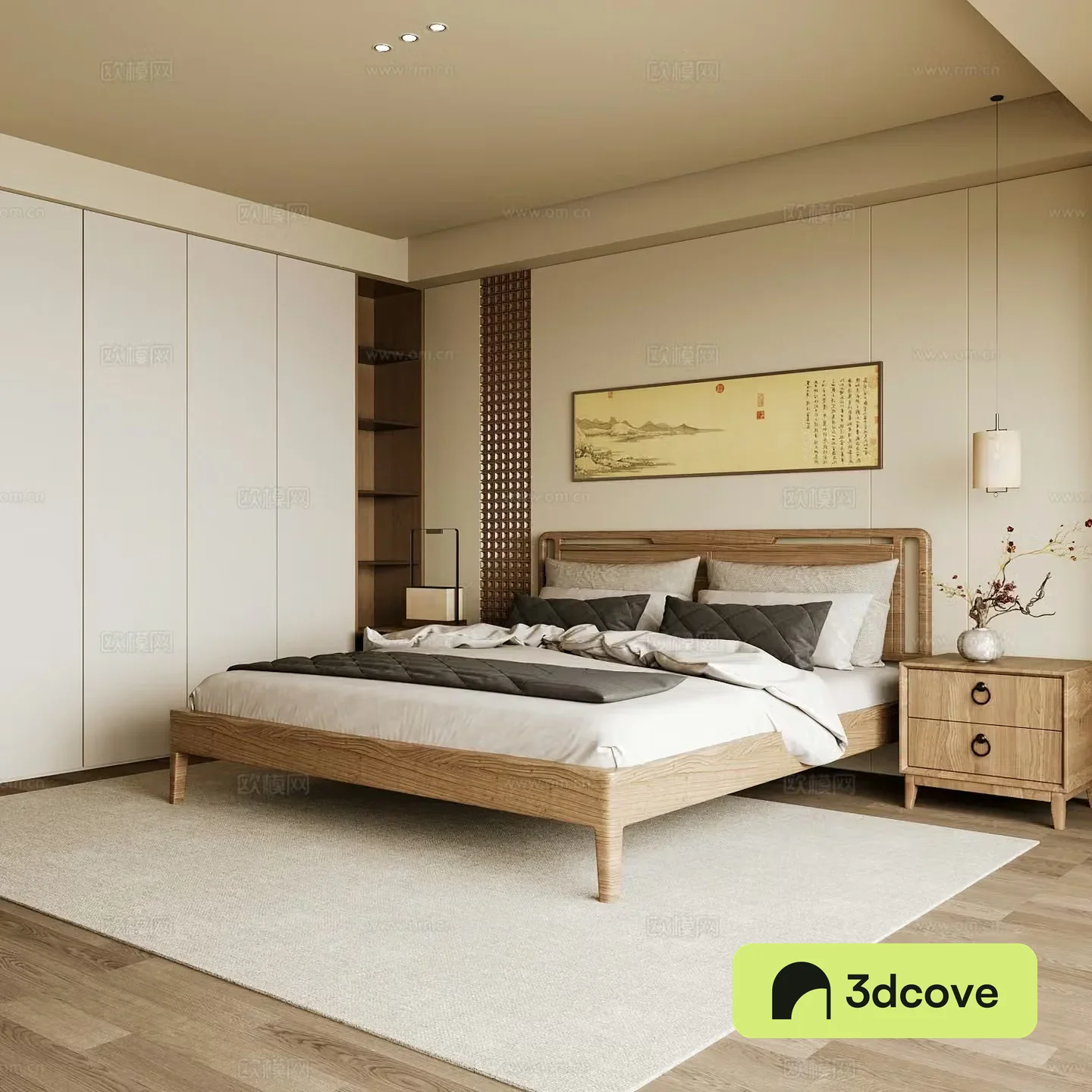New Chinese style home bedroom Song family aesthetic bedroom Song style bedroom New Chinese style double bed New Chinese
