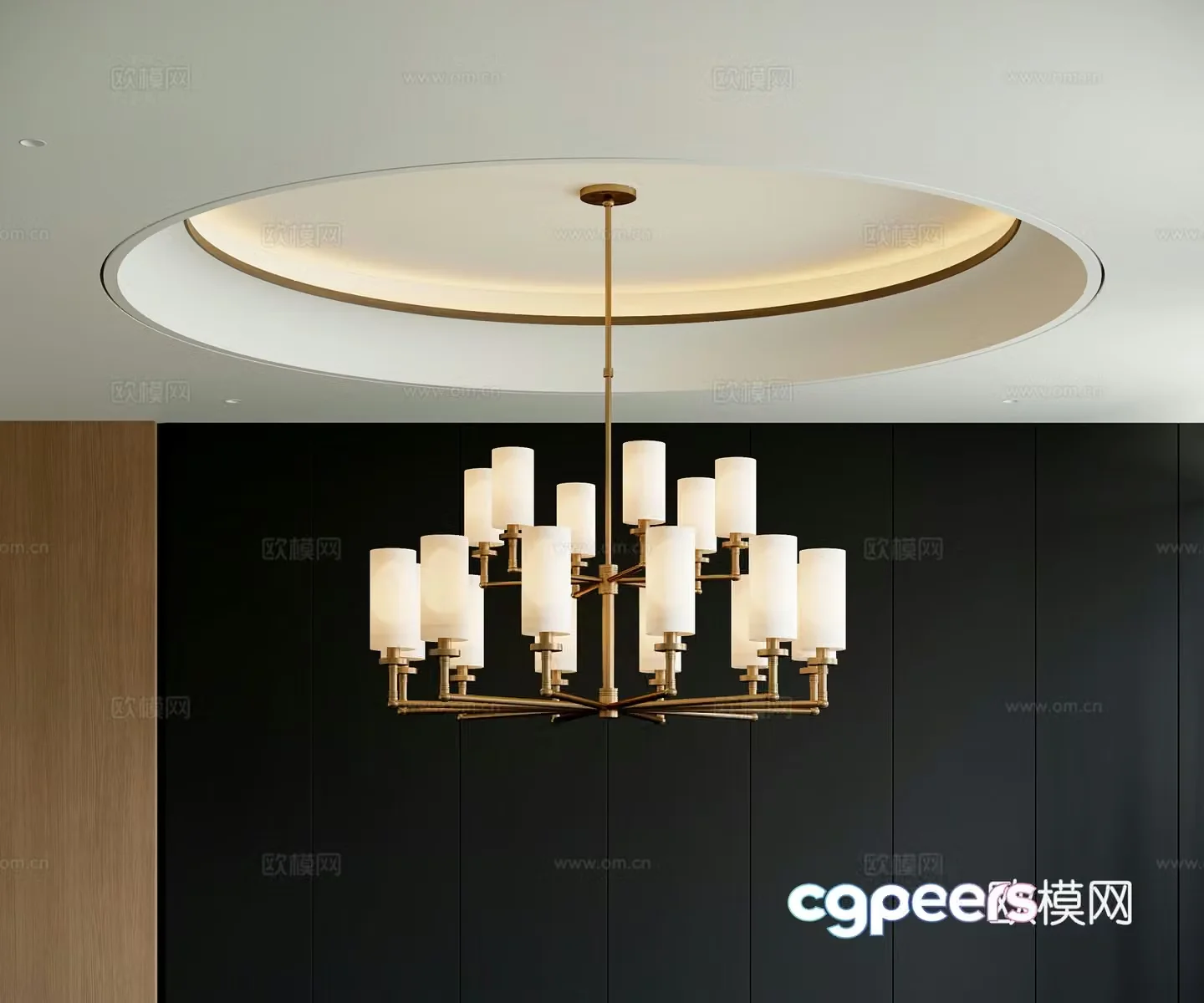 Modern multi-head chandelier 3d model