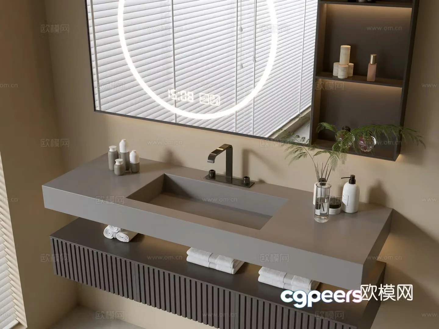 Modern bathroom cabinet bathroom basin bathroom ornaments mirror cabinet sink 3d model