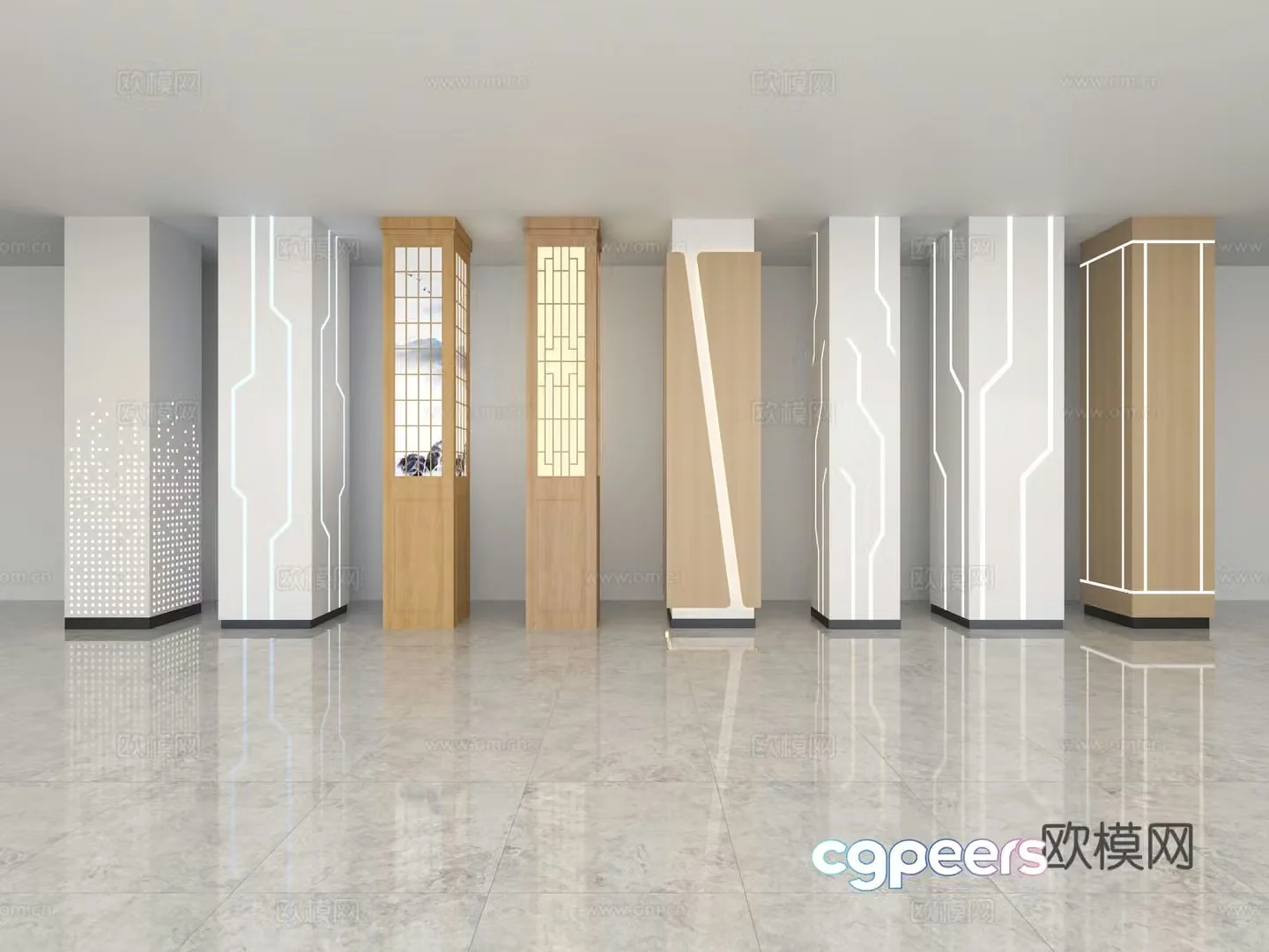 New Chinese columns columns perforated aluminum plates columns modeled columns catering columns decorative columns 3D model