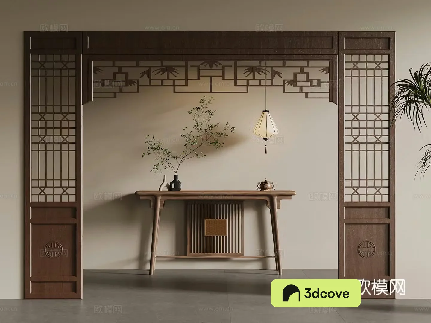 New Chinese style end viewing platform chandelier door cover