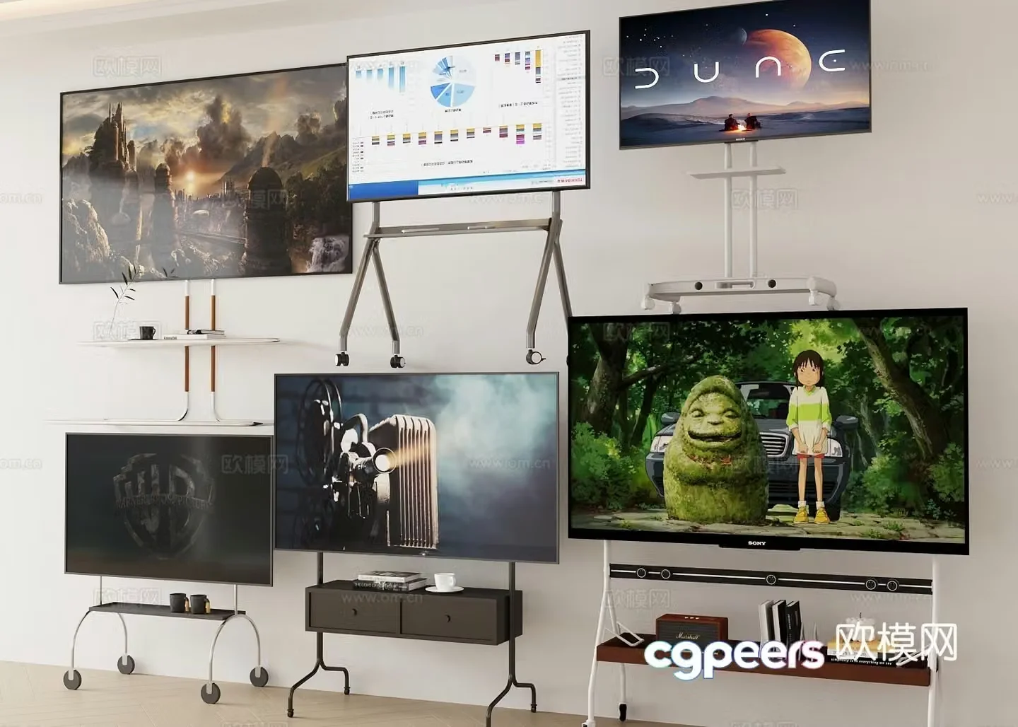 mobile tv tv stand laser tv 3d model
