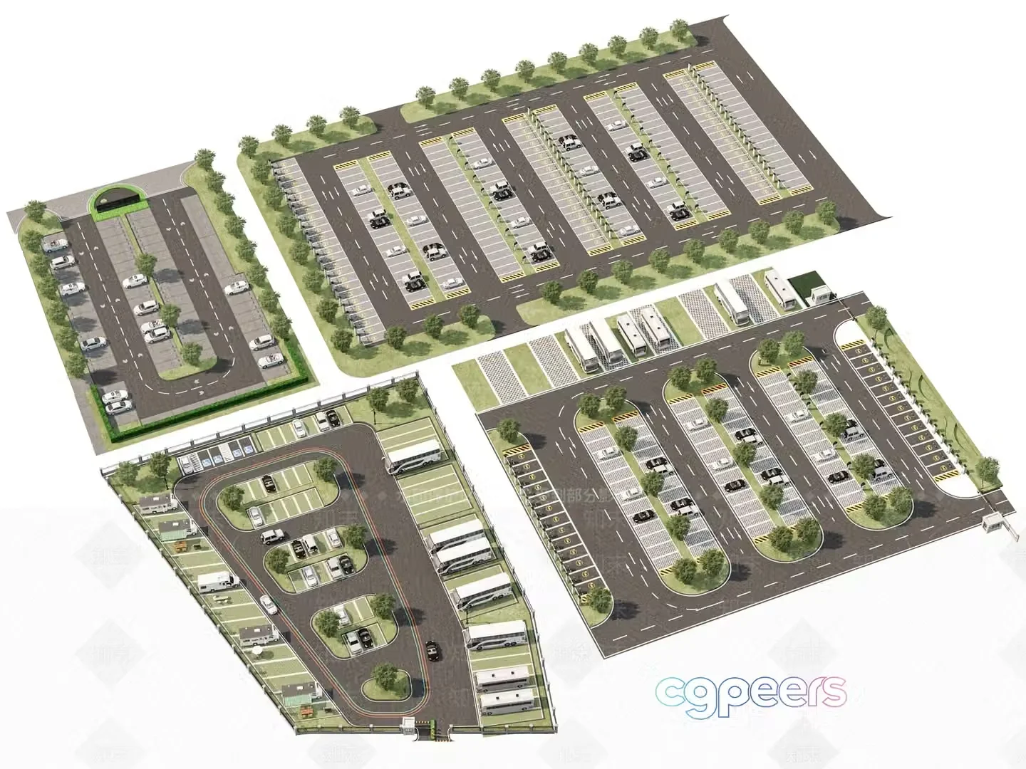 A 3D Parking Lot Design 3D Model – 5461 – VRAY Render