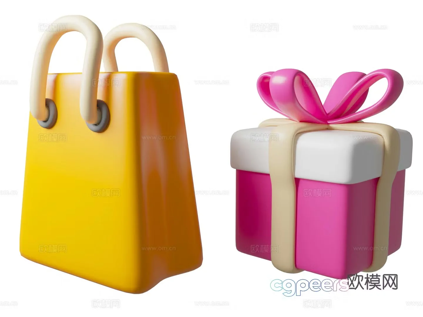 Shopping gift box cartoon gift box love theme packaging 3d model
