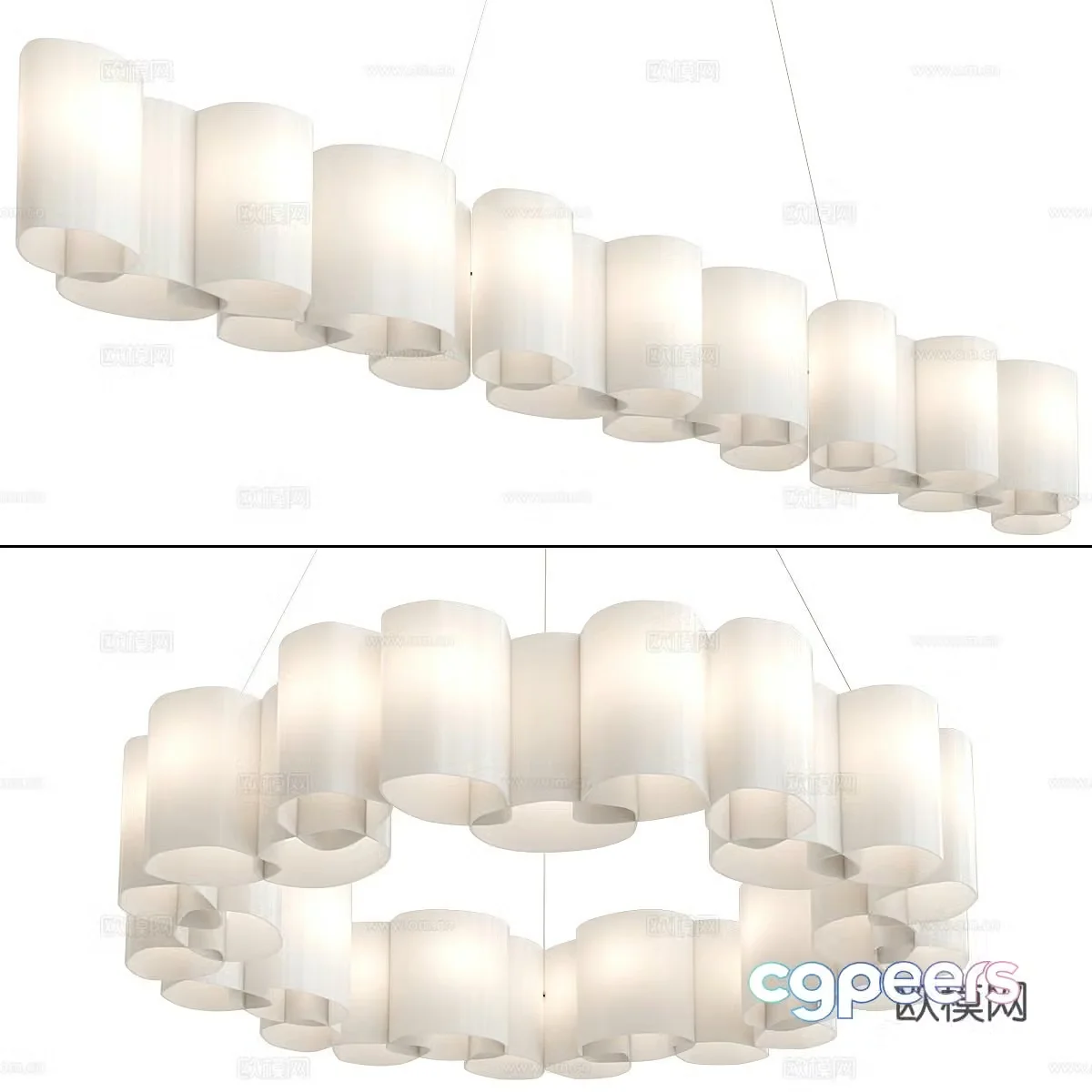 New Chinese style decorative chandelier 3D model