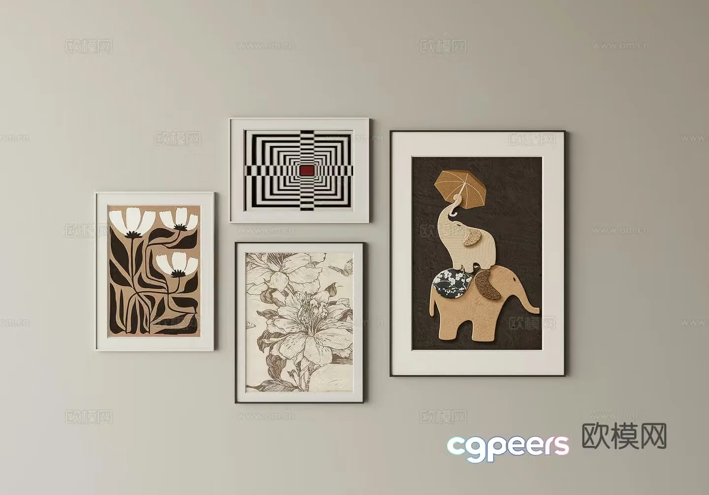 3D model of medieval combination hanging paintings