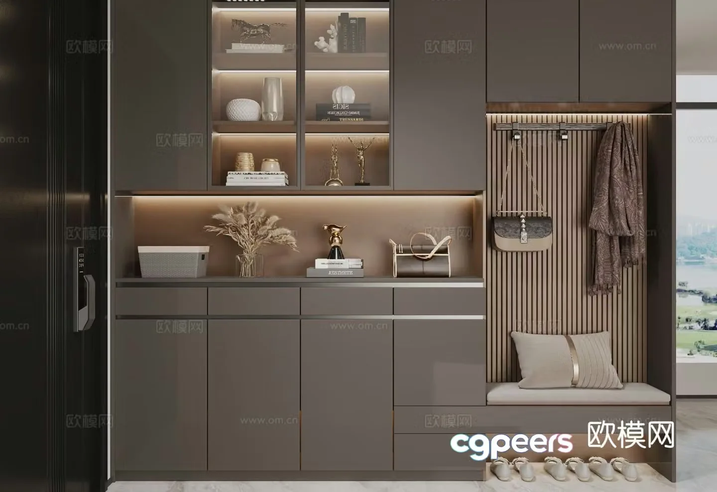 Italian style entrance shoe cabinet 3D model