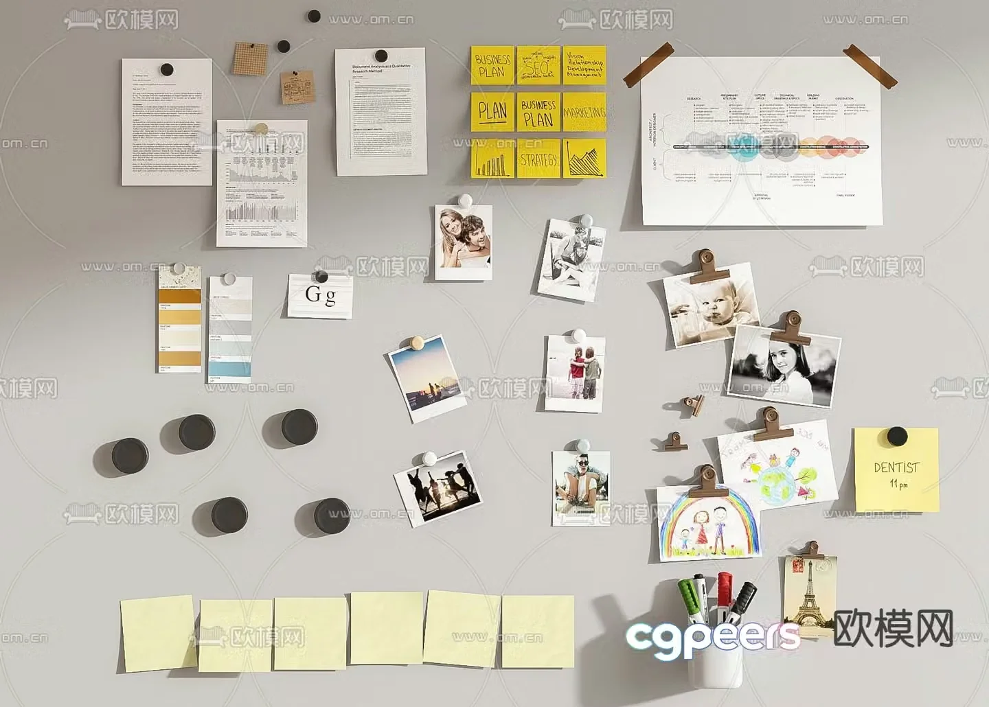 note paper photo magnet 3d model
