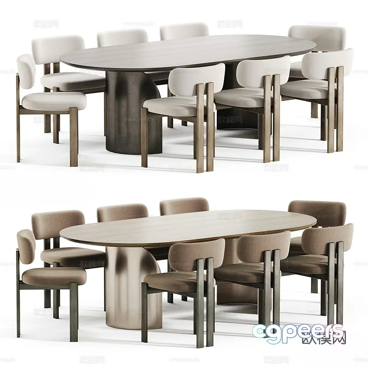 New Chinese-style eight-person dining table and chair combination 3D model