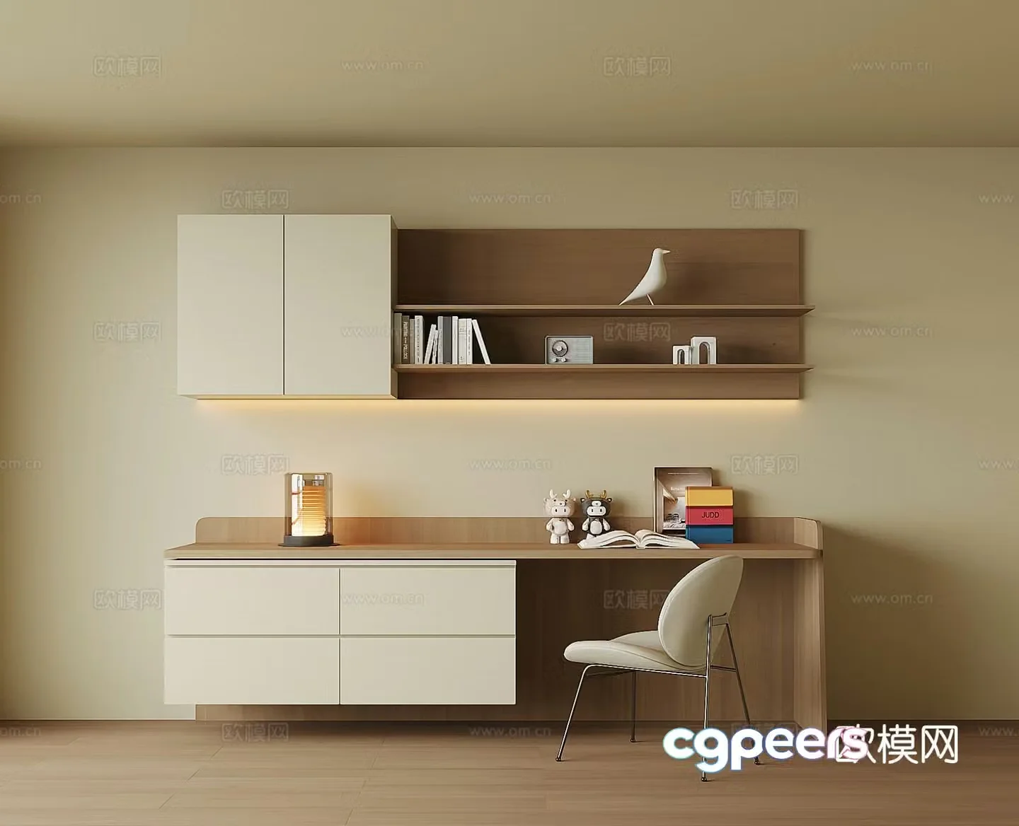 Modern desk bookshelf 3d model