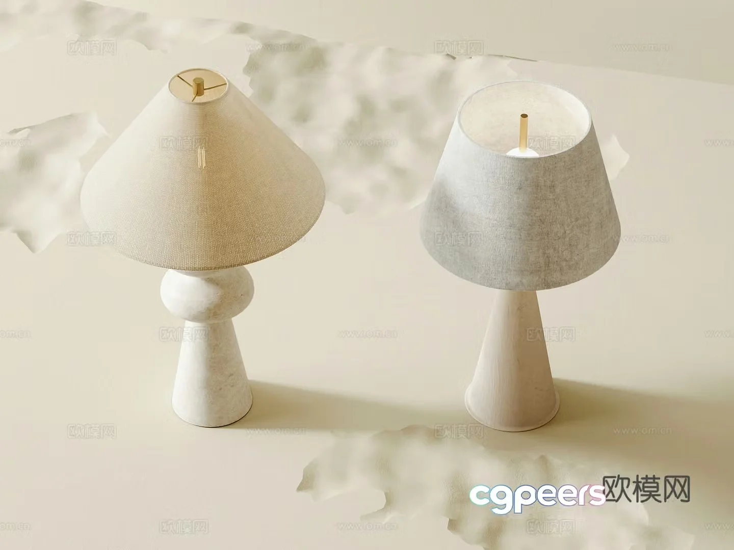 Cream style desk lamp 3d model