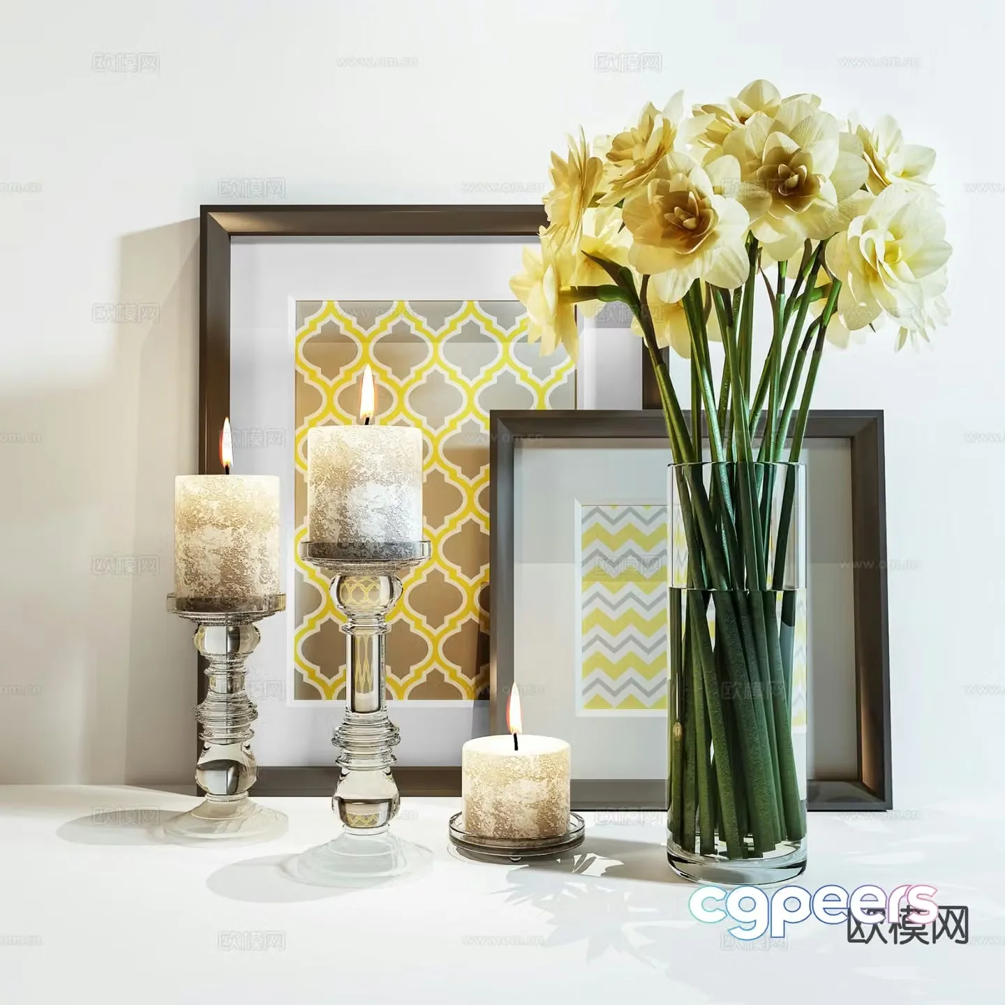 European tableware vase candle 3d model