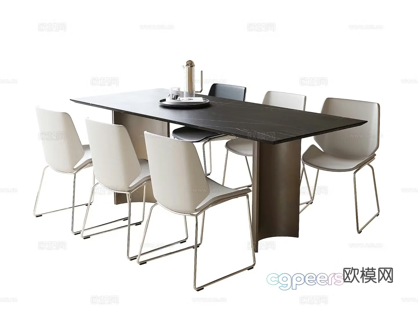 Modern dining table and chair dining chair dining table 3d model