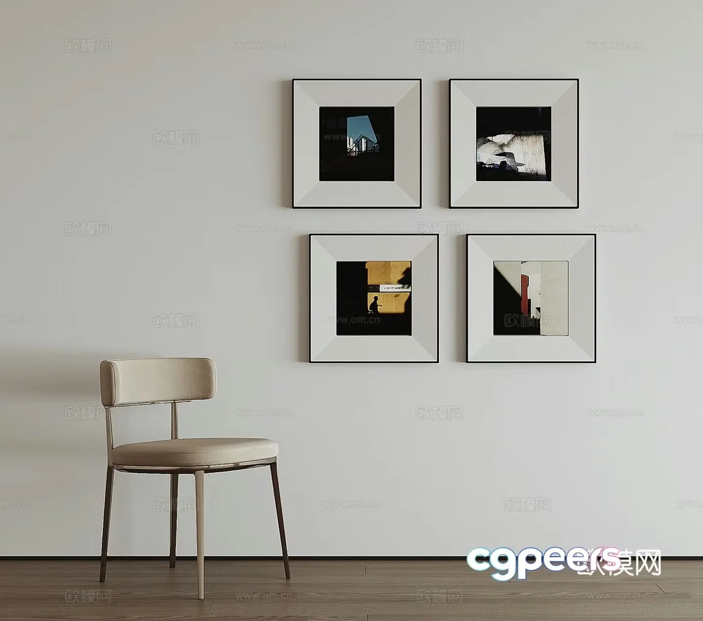 Modern hanging painting combination 3D model