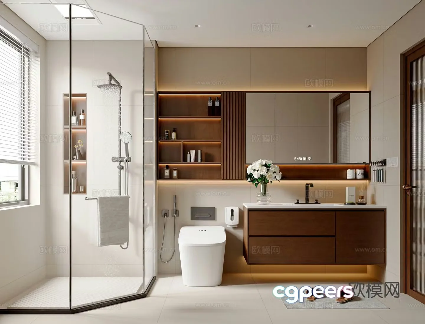 Modern medieval style bathroom shower bathroom cabinet bathroom supplies toilet 3d model
