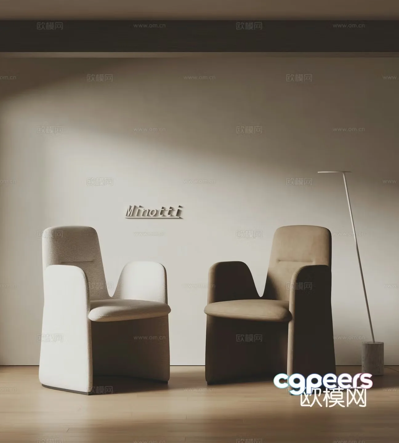 Minotti modern single chair dining chair fabric chair leisure chair 3d model