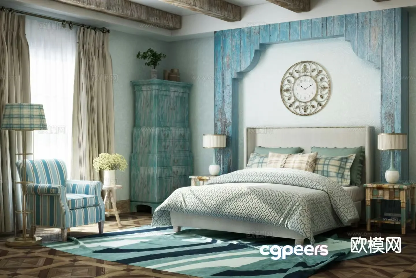 Mediterranean Bedroom Master Bedroom B&B Bedroom 3D Model