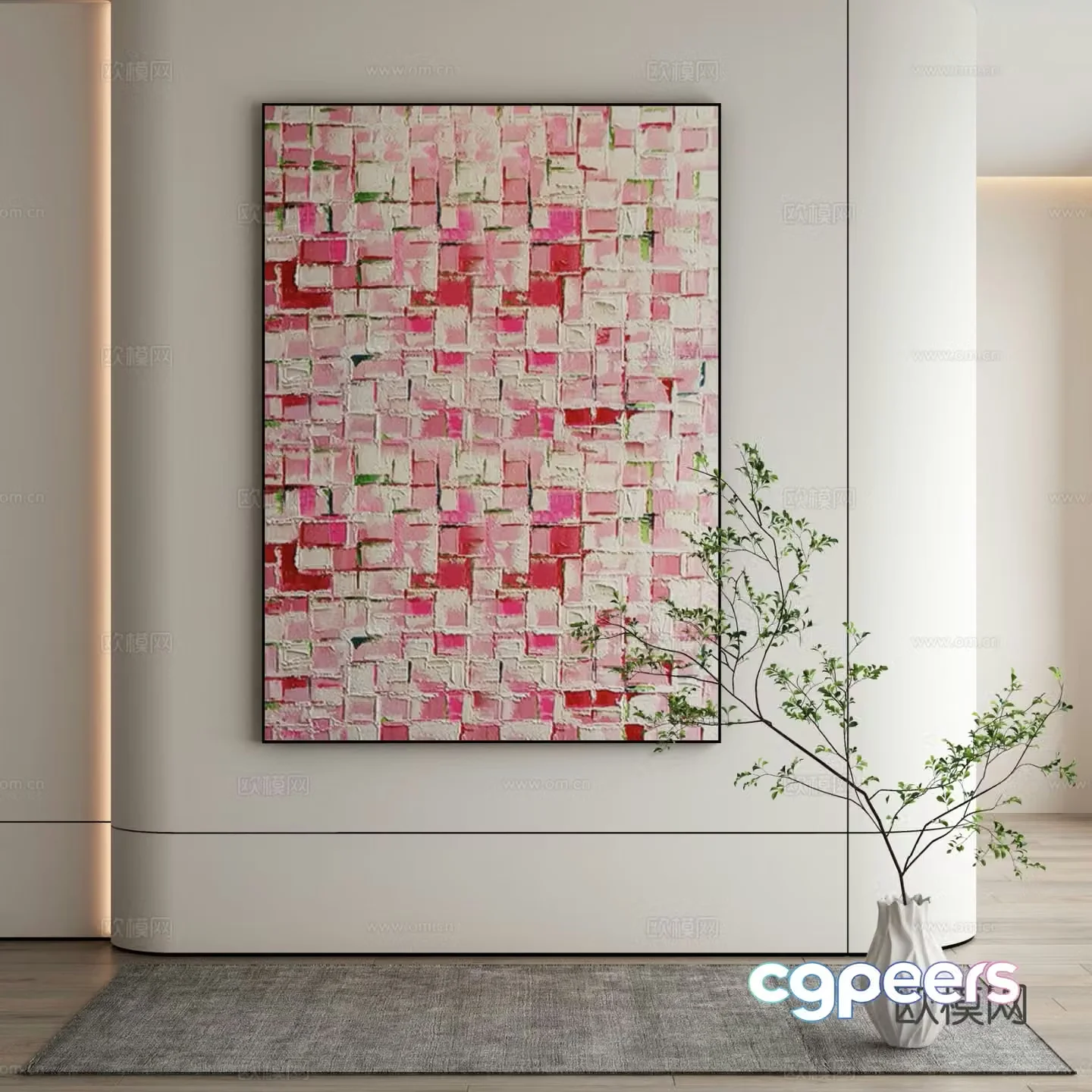 Modern texture painting decorative painting 3d model