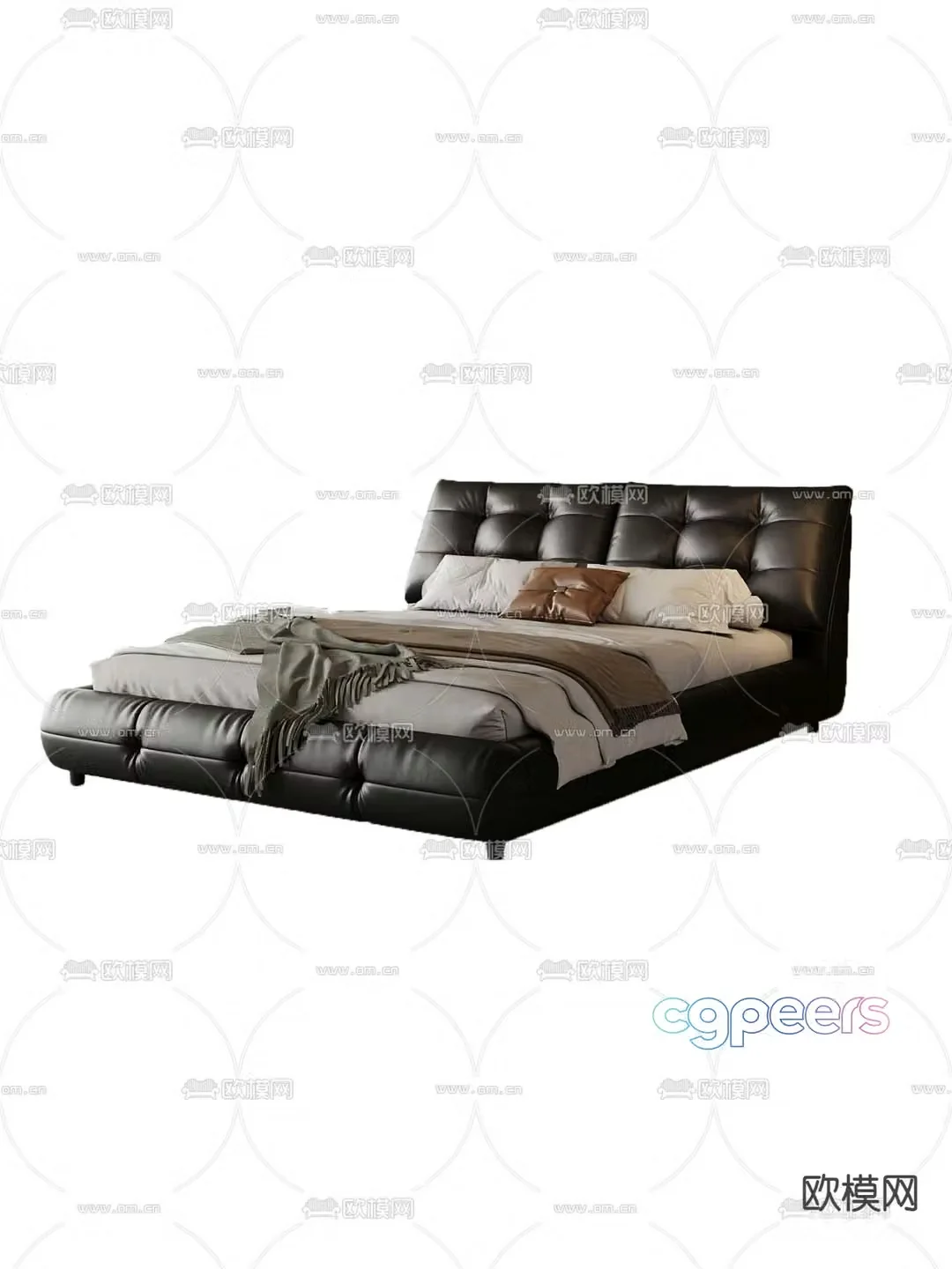 Leather double bed 3d model