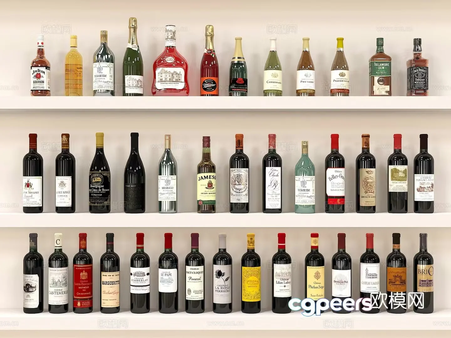 Liquor Maotai national wine red wine foreign wine beer wine stainless steel laminate shelf 3d model