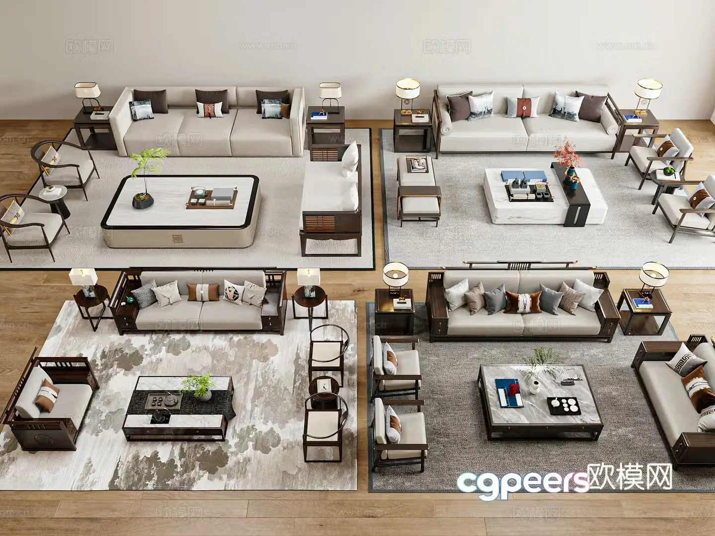 New Chinese sofa coffee table combination 3D model