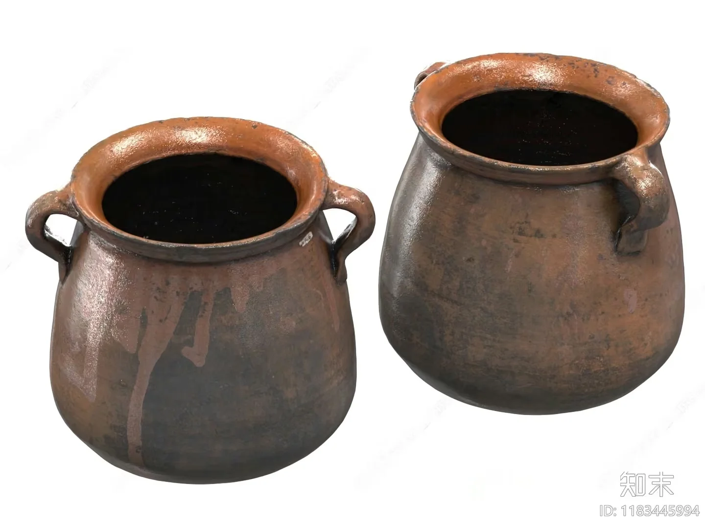 Two Clay Pots With Handles 3D Model – 6378 – VRAY Render