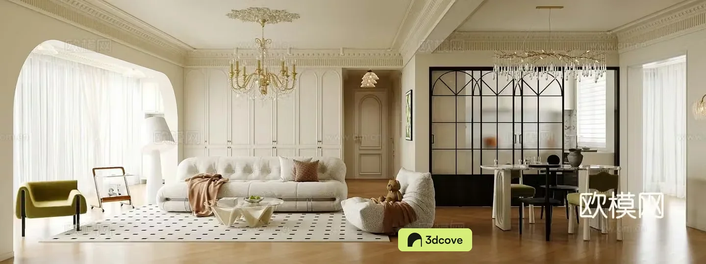 French living and dining room
