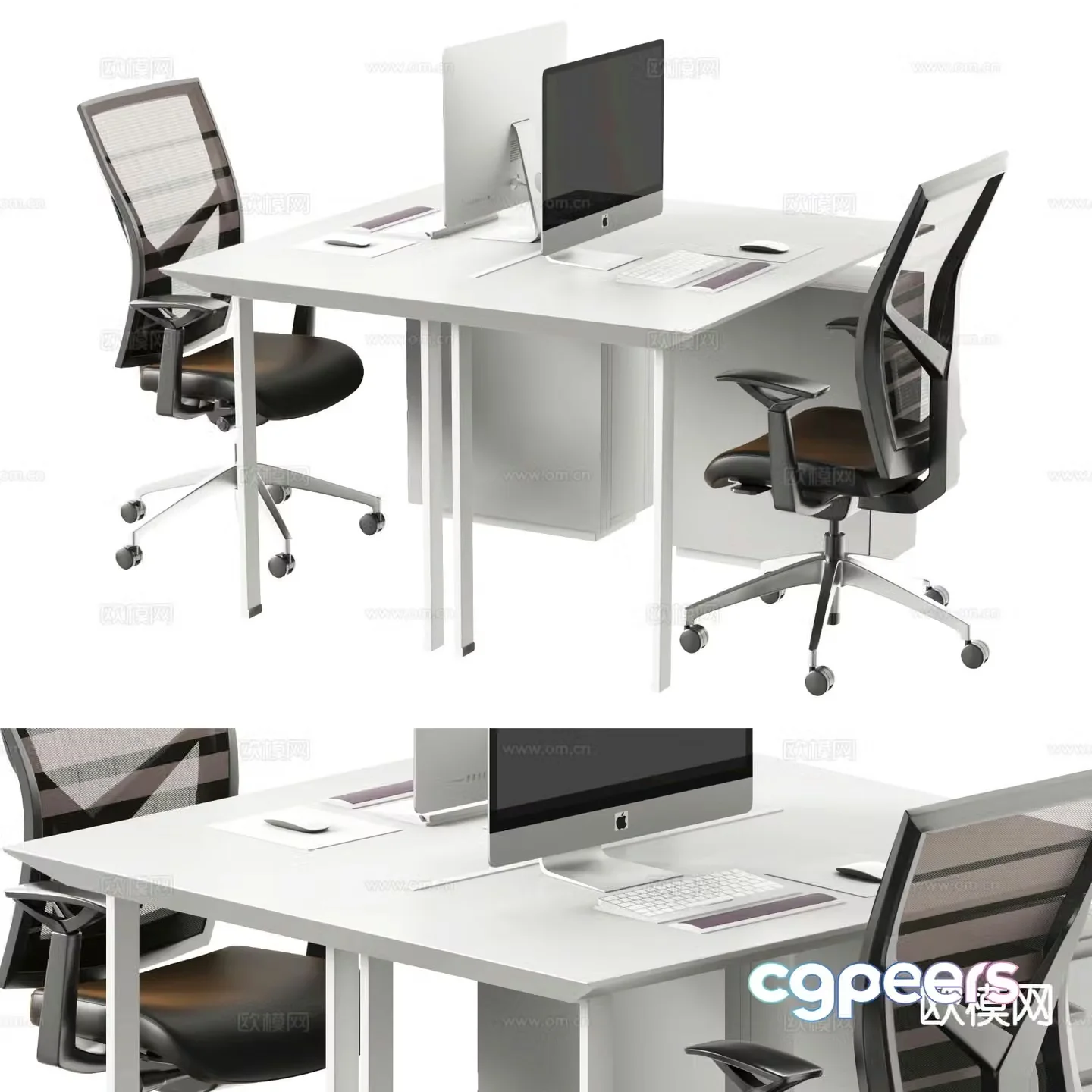 Card space desk workstation 3D model