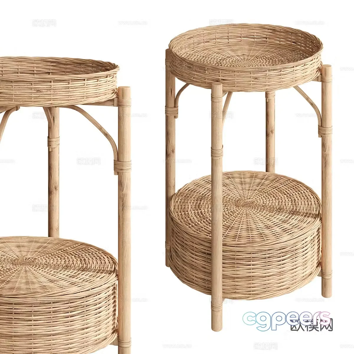 New Chinese style bamboo weaving edges and rounds and 3D model