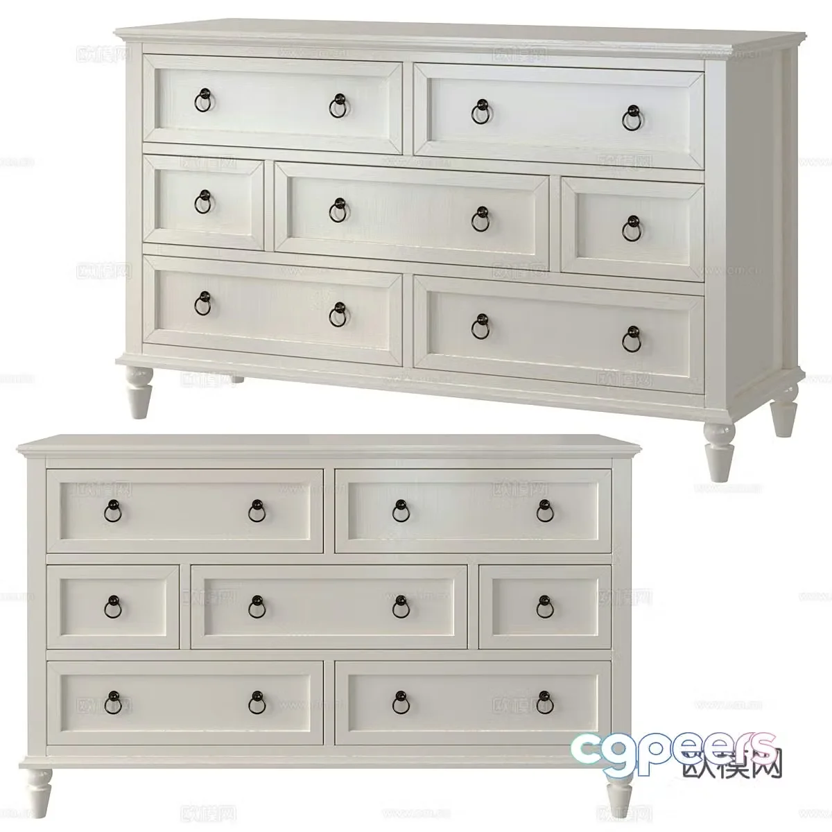 American simple side cabinet chest of drawers low cabinet 3d model