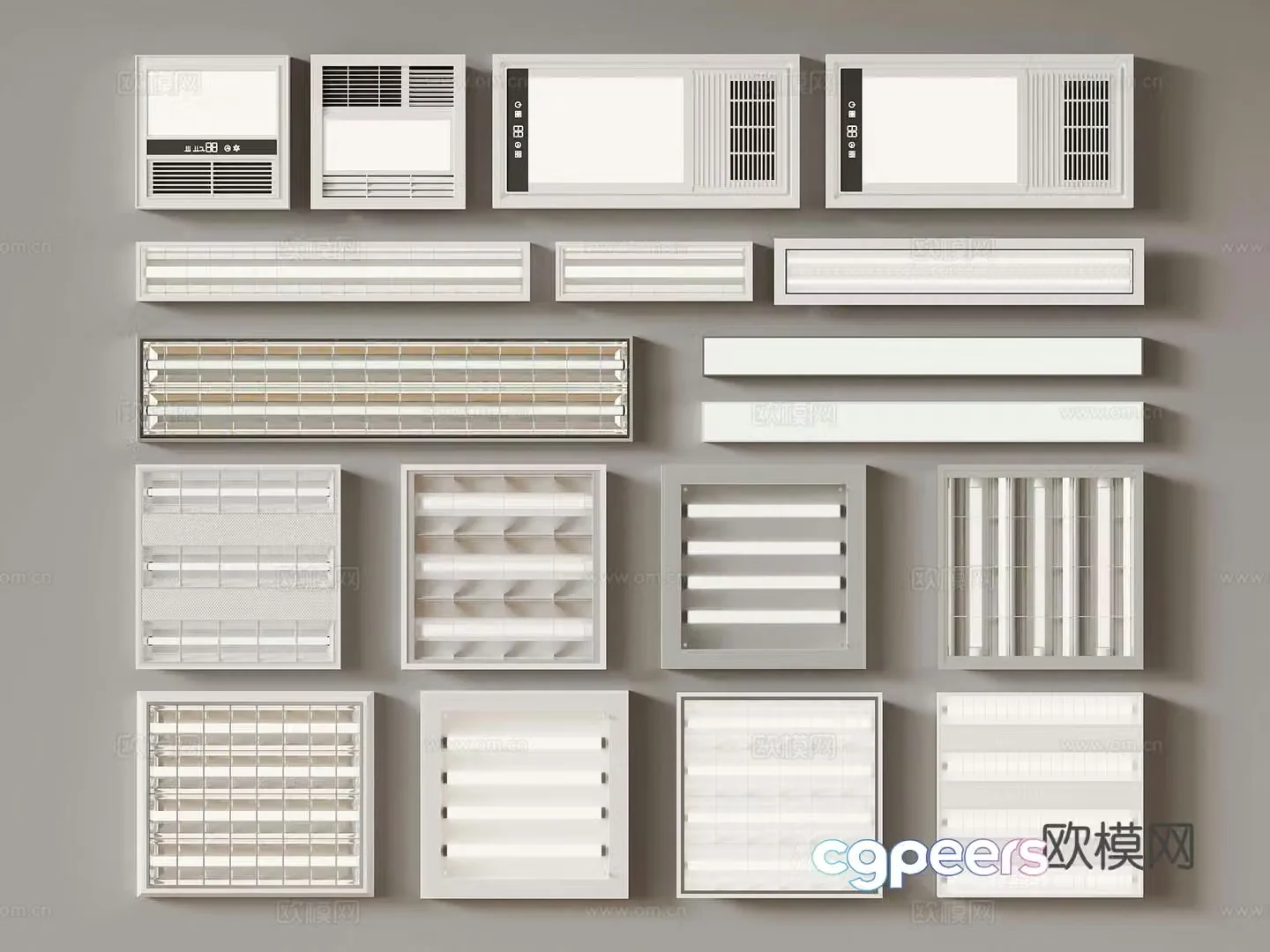 Modern grille light group 3d model