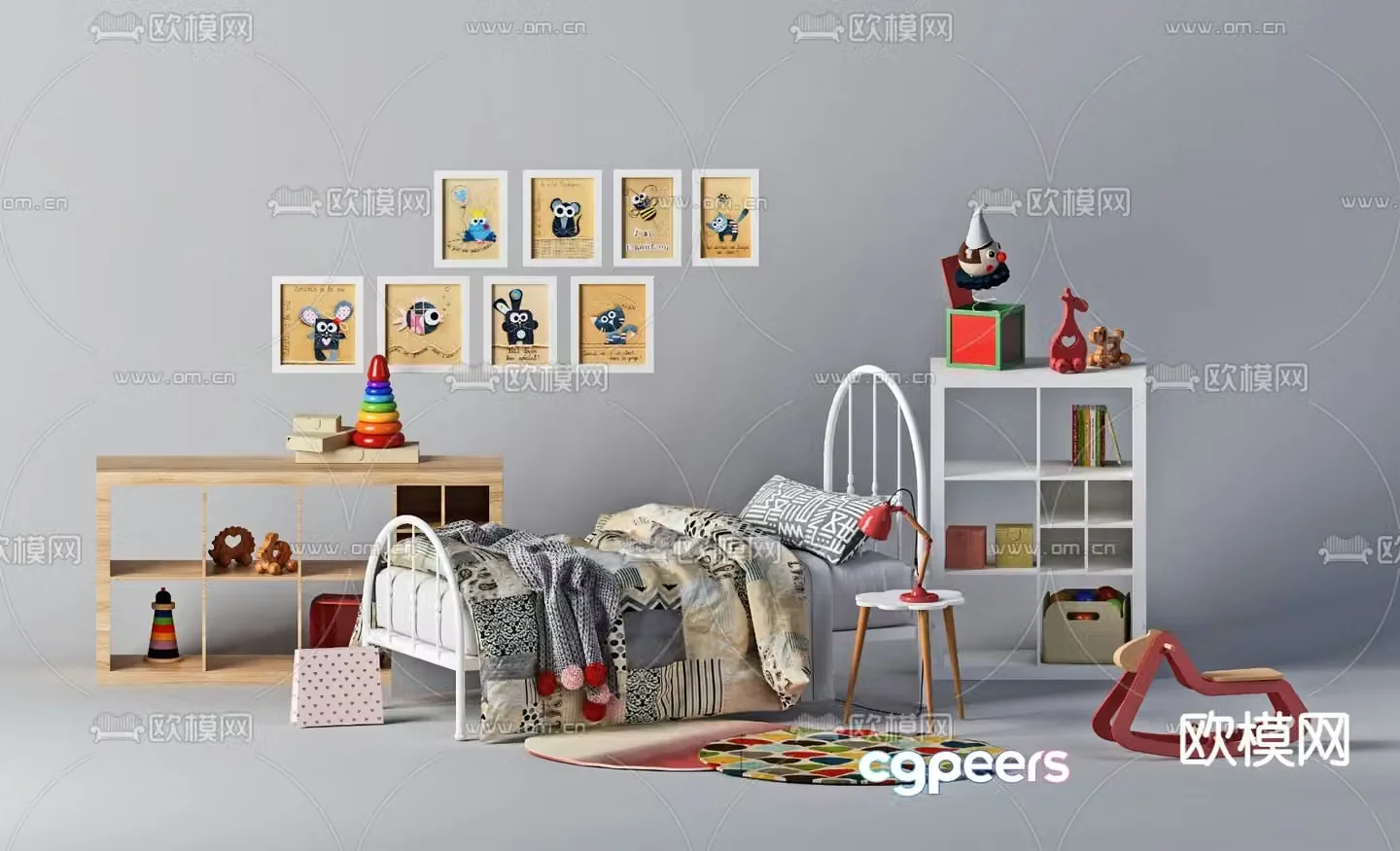 Modern children’s bed combination 3d model