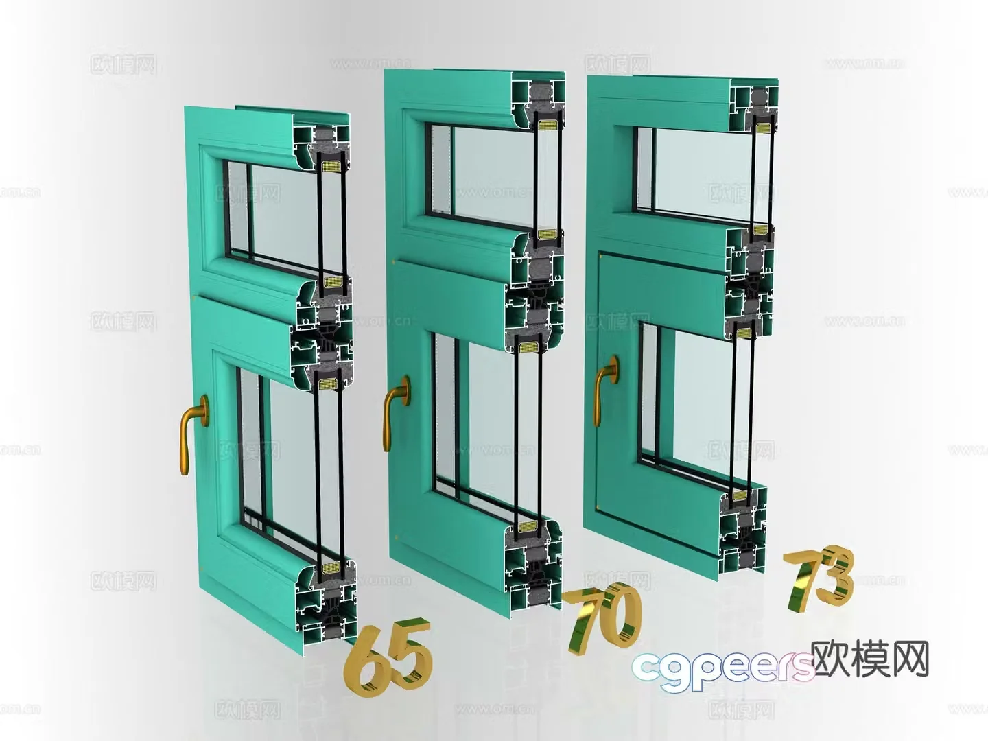 Window pattern angle window group angle window section broken bridge aluminum window 3D model
