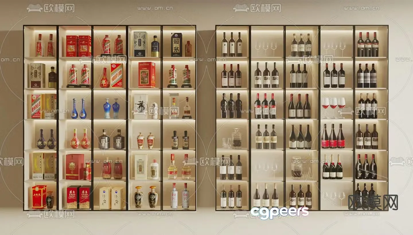 Wine cabinet white wine red wine Maotai 3D model
